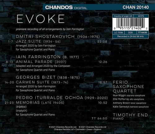 Ferio Saxophone Quartet & Timothy End - Evoke (2021) [Hi-Res]