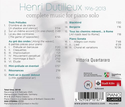 Vittoria Quartararo - Dutilleux: Complete Music for Piano Solo (2021) [Hi-Res]