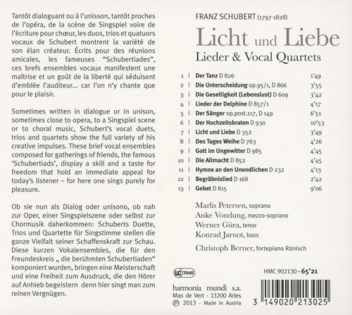 Marlis Petersen, Anke Vondung, Werner Güra, Konrad Jarnot - Schubert: Lieder & Vocal Quartets (2013)