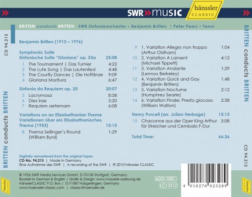 Peter Pears, SWR Sinfonieorchester, Benjamin Britten - Benjamin Britten conducts Benjamin Britten (Historical recordings 1956) (2010)