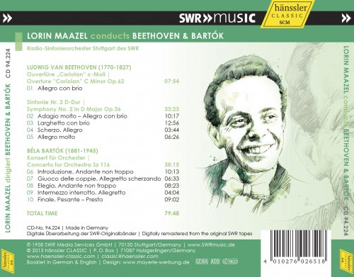 Radio-Sinfonieorchester Stuttgart des SWR, Lorin Maazel - Lorin Maazel Conducts Beethoven and Bartok (1958) (2013)