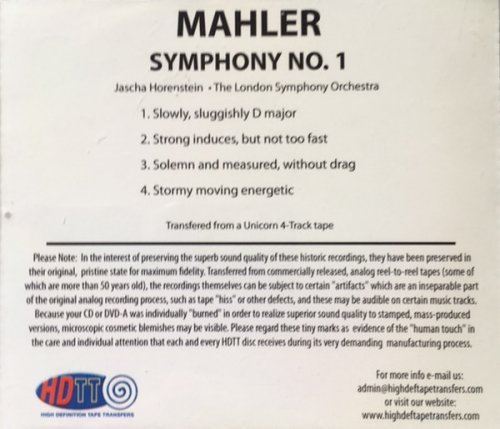 Jascha Horenstein - Mahler: Symphony No. 1 (1969) [2014] Hi-Res