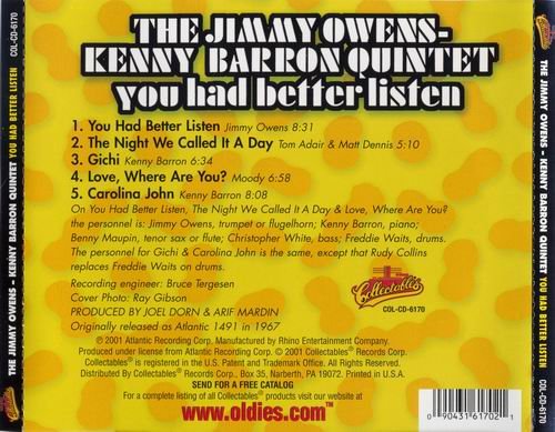 The Jimmy Owens-Kenny Barron Quintet - You Had Better Listen (1967)