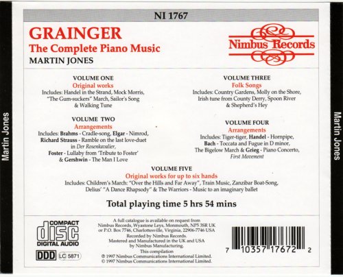 Martin Jones - Grainger: Complete Piano Music (1997) [5CD Box Set]