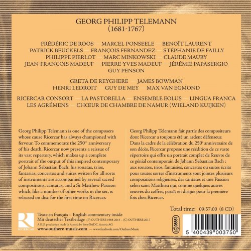 Ricercar Consort, Syntagma Amici, Lingua Franca, Ensemble Eolus, La Pastorella, Les Agremens, Wieland Kuijken - Telemann: A Portrait [8CD] (2017)