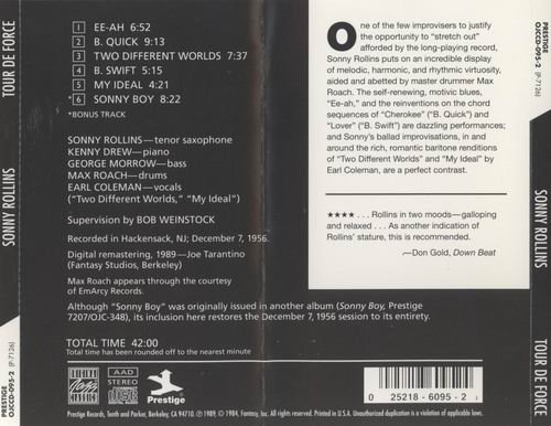 Sonny Rollins - Tour de Force (1957) 320 kbps+CD Rip