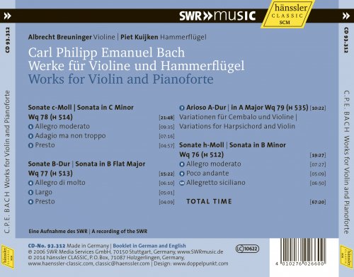 Albrecht Breuninger, Piet Kuijken - C.P.E. Bach: Works for Violin and Pianoforte (2014)