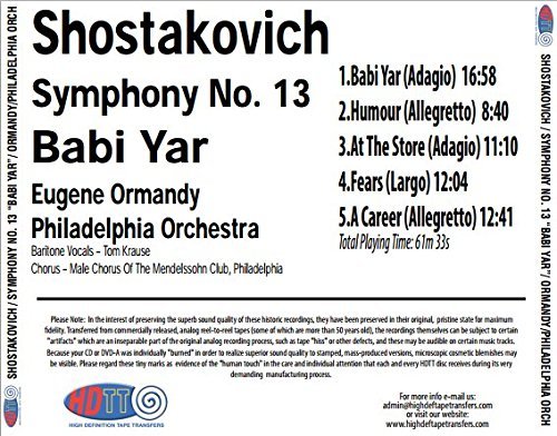 Eugene Ormandy - Shostakovich: Symphony No. 13 "Babi Yar" (1970) [2015] Hi-Res