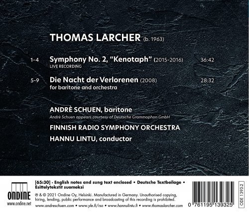 Andre Schuen, The Finnish Radio Symphony Orchestra, Hannu Lintu - Thomas Larcher: Symphony No. 2 "Kenotaph" & Die Nacht der Verlorenen (2021) [Hi-Res]