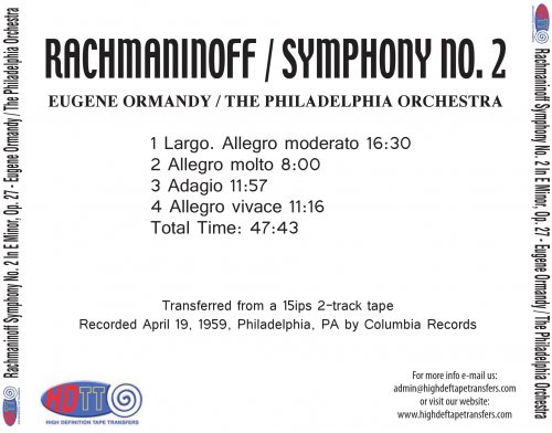 Eugene Ormandy - Rachmaninov: Symphony No. 2 (1959) [2016] Hi-Res