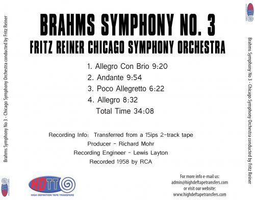 Fritz Reiner - Brahms: Symphony No. 3 (1958) [2016] Hi-Res