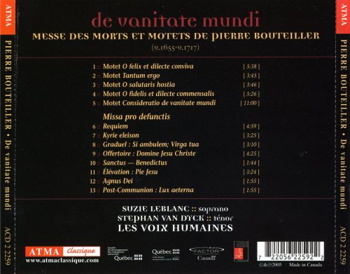Suzie LeBlanc, Stephan Van Dyck, Les Voix Humaines - Bouteiller: De Vanitate Mundi (2005)