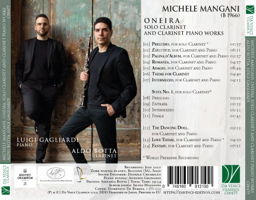 Aldo Botta, Luigi Gagliardi - Michele Mangani: Oneira (Solo Clarinet and Clarinet Piano Works) (2021)