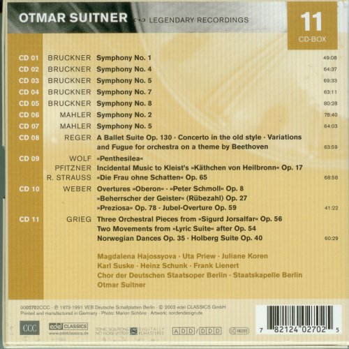 Otmar Suitner - Legendary Recordings: Bruckner, Mahler, Reger, Wolf, Pfitzner, Strauss, Weber, Grieg (2003) [11CD Box Set]