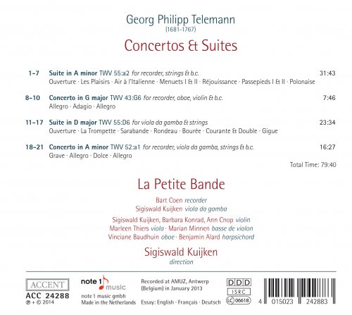 Bart Coen, La Petite Bande, Sigiswald Kuijken - Telemann: Concertos & Suites (2014)