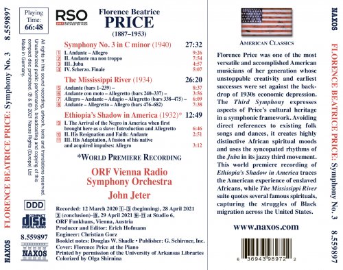 ORF Vienna Radio Symphony Orchestra, John Jeter - Price: Symphony No. 3, The Mississippi River & Ethiopia's Shadow in America (2021) [Hi-Res]