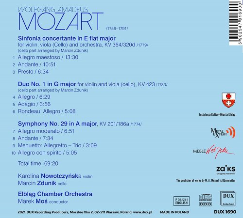 Karolina Nowotczyńska, Marcin Zdunik, Marek Mos, Elbląg Chamber Orchestra - Mozart: Symphonies & Duo (2021) [Hi-Res]