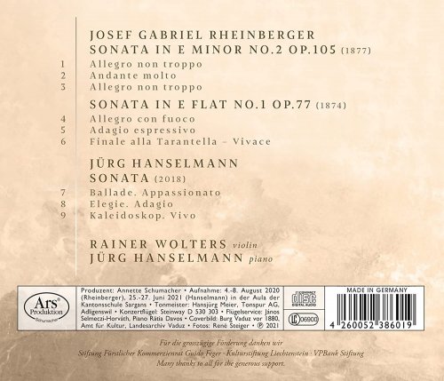 Rainer Wolters, Jurg Hanselmann - Rheinberger & Hanselmann: Violin Sonatas (2021)