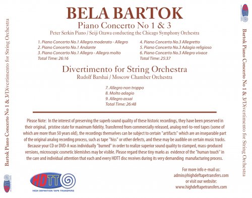 Seiji Ozawa, Rudolf Barshai - Bartok: Piano Concerto Nos.1 & 3, Divertmento (1967, 1962) [2012] Hi-Res