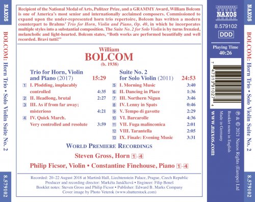 Philip Ficsor, Steven Gross, Constantine Finehouse - Bolcom: Chamber Works (2021)