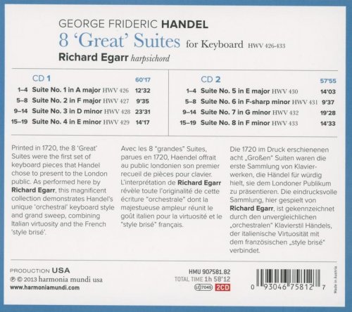 Richard Egarr - Handel: 8 'Great' Suites for Keyboard (2014) [Hi-Res]