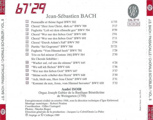 André Isoir - J. S. Bach: Le maitre de l'orgue de Weimar - Leipzig. L'oeuvre pour orgue integrale Vol. 8 (1989)
