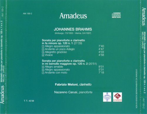Fabrizio Meloni, Nazareno Carusi - Brahms: Sonate per pianoforte e clarinetto Op. 120 (2006)