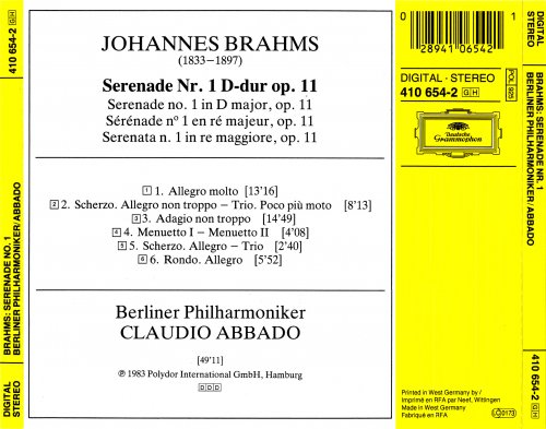 Berliner Philharmoniker, Claudio Abbado - Brahms: Serenade No. 1 (1983)