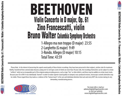 Zino Francescatti, Bruno Walter - Beethoven: Violin Concerto (1961) [2020] Hi-Res