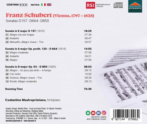 Costantino Mastroprimiano - Schubert: Piano Sonatas D. 157, D. 664 & D. 850 (2021) [Hi-Res]