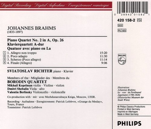 Sviatoslav Richter, members of the Borodin Quartet - Brahms: Piano Quartet No. 2 in A, Op. 26 (1987)