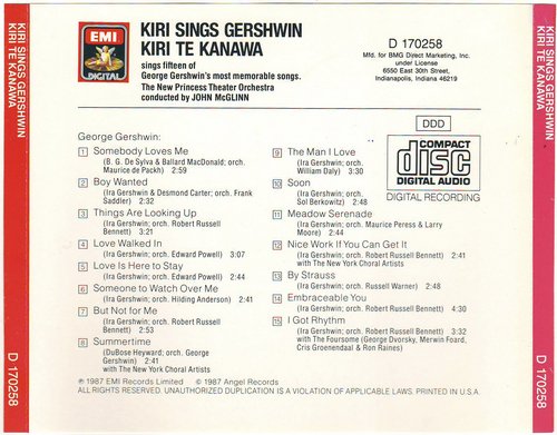 Kiri Te Kanawa - Kiri Sings Gershwin (1990) CD-Rip