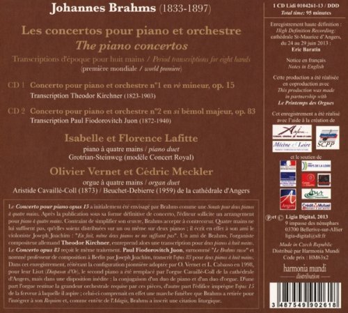 Isabelle and Florence Lafitte, Olivier Verne, Cedric Meckler - Brahms: Concertos a 8 mains (2013)