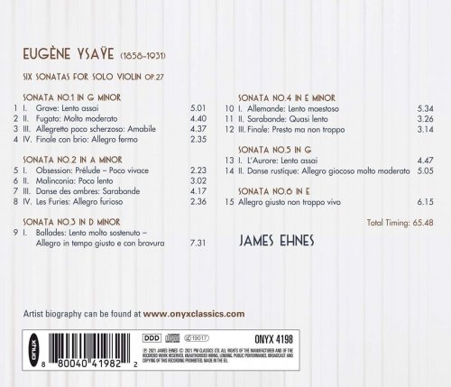 James Ehnes - Eugène Ysaÿe: Six Sonatas for Solo Violin, Op. 27 (2021) [CD-Rip]