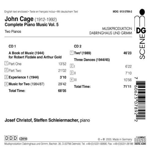 Josef Christof, Steffen Schleiermacher - John Cage: Complete Piano Music, Vol. 5 (Two Pianos) (1997)