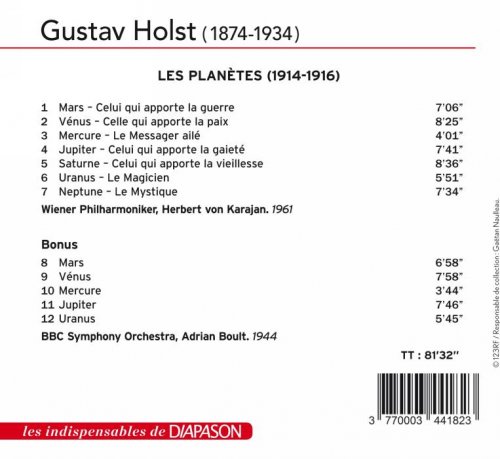 Wiener Philharmoniker, Herbert von Karajan, Adrian Boult, BBC Symphony Orchestra - Holst: Les planètes (2016)