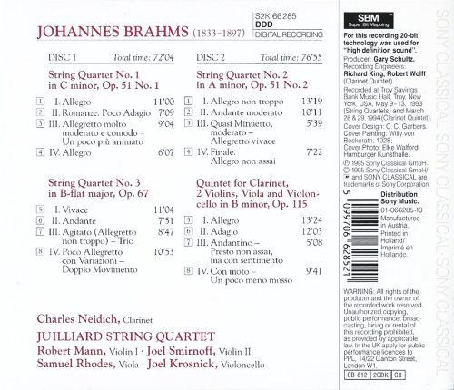 Charles Neidich, Juilliard String Quartet - Brahms: Brahms: 3 String Quartets / Clarinet Quintet (1995)