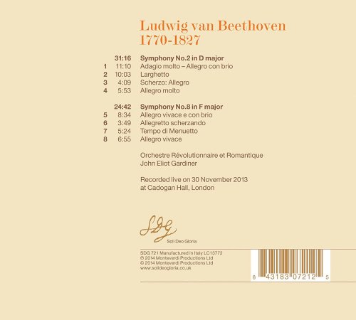 Orchestre Révolutionnaire Et Romantique, John Eliot Gardiner - Beethoven: Symphonies Nos. 2 & 8 (2014) [Hi-Res]