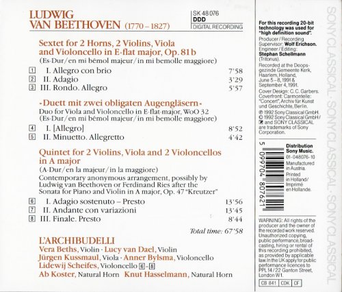 L'Archibudelli - Beethoven: Sextet in E, Quintet in A (1992) CD-Rip