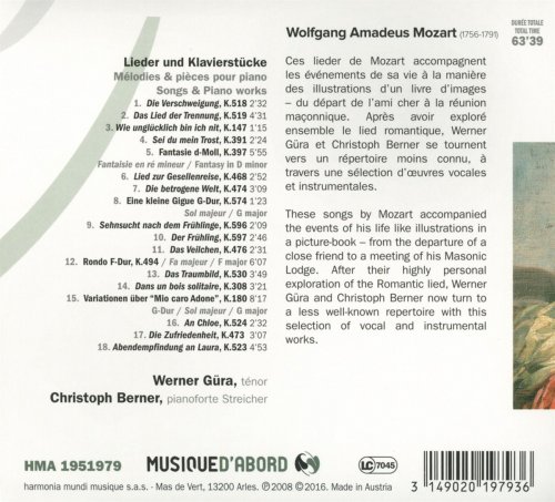 Werner Güra - Mozart: Lieder & Klavierstücke (2016)