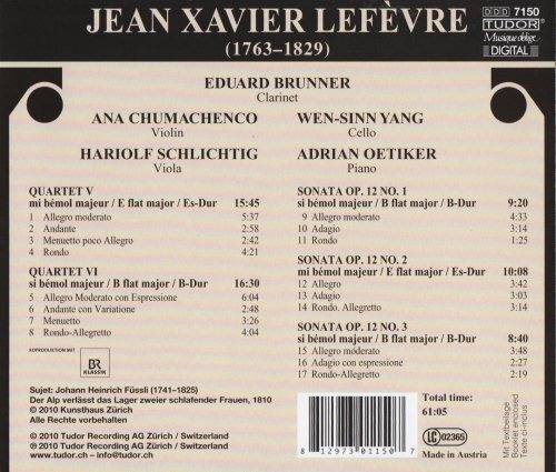 Eduard Brunner - J.X. Lefevre: Clarinet Quartets & Sonatas (2010) CD-Rip