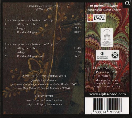 Arthur Schoonderwoerd, Cristofori - Beethoven: Concerti 1 & 2 pour le pianoforte avec accompagnement d'orchestre (2008) CD-Rip