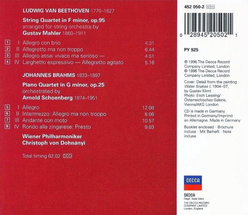 Christoph von Dohnányi, Wiener Philharmoniker - Beethoven, Brahms: Orchestrated Quartets (1996)