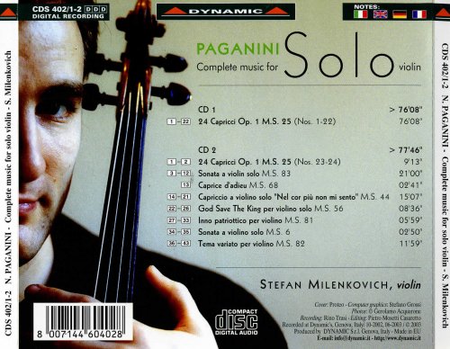 Stefan Milenkovich - Paganini: Works for Solo Violin (Complete) (2003)