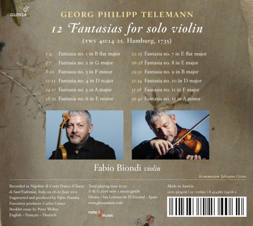 Fabio Biondi - Telemann: 12 Fantasias for Solo Violin (2016)