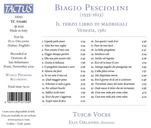 Tuscae Voces - Pesciolini: Il terzo libro di madrigali (2021) Hi-Res