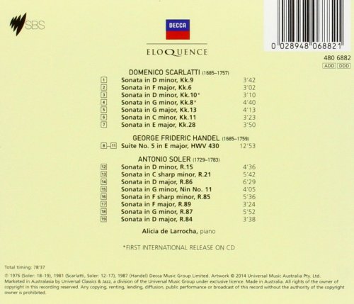 Alicia de Larrocha - Scarlatti, Soler, Handel: Sonatas (2014)