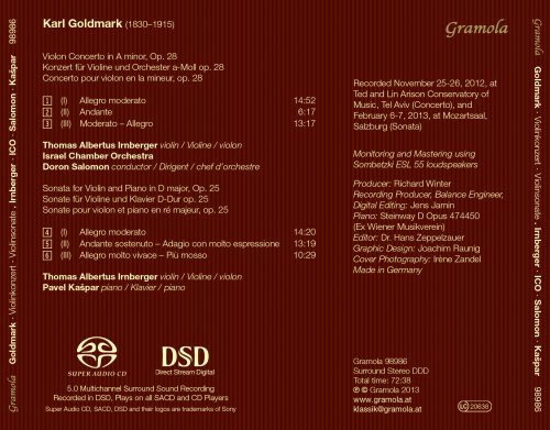 Thomas Albertus Irnberger, Paul Kaspar, Israel Chamber Orchestra, Doron Salomon - Karl Goldmark: Violin Concerto & Violin Sonata (2013)