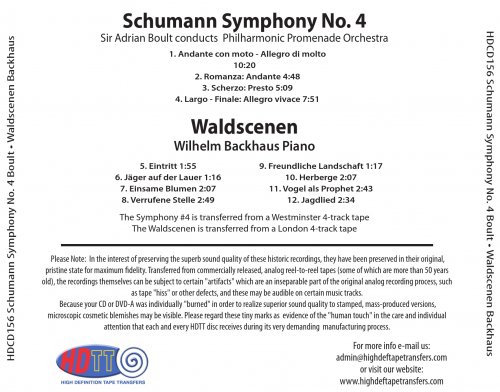 Adrian Boult, Wilhelm Backhaus - Schumann: Symphony No. 4, Waldscene (1960) [2008] Hi-Res