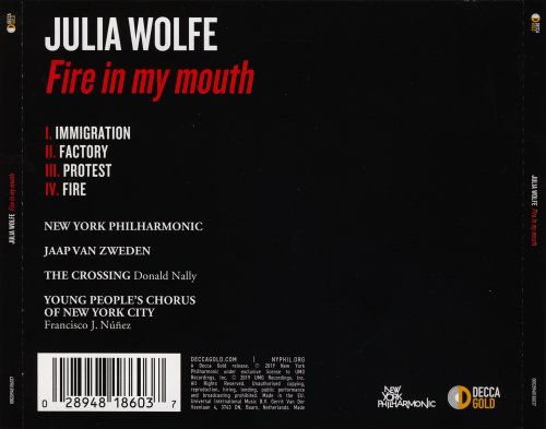 New York Philharmonic, Jaap van Zweden - Julia Wolfe: Fire in my mouth (2019) CD-Rip